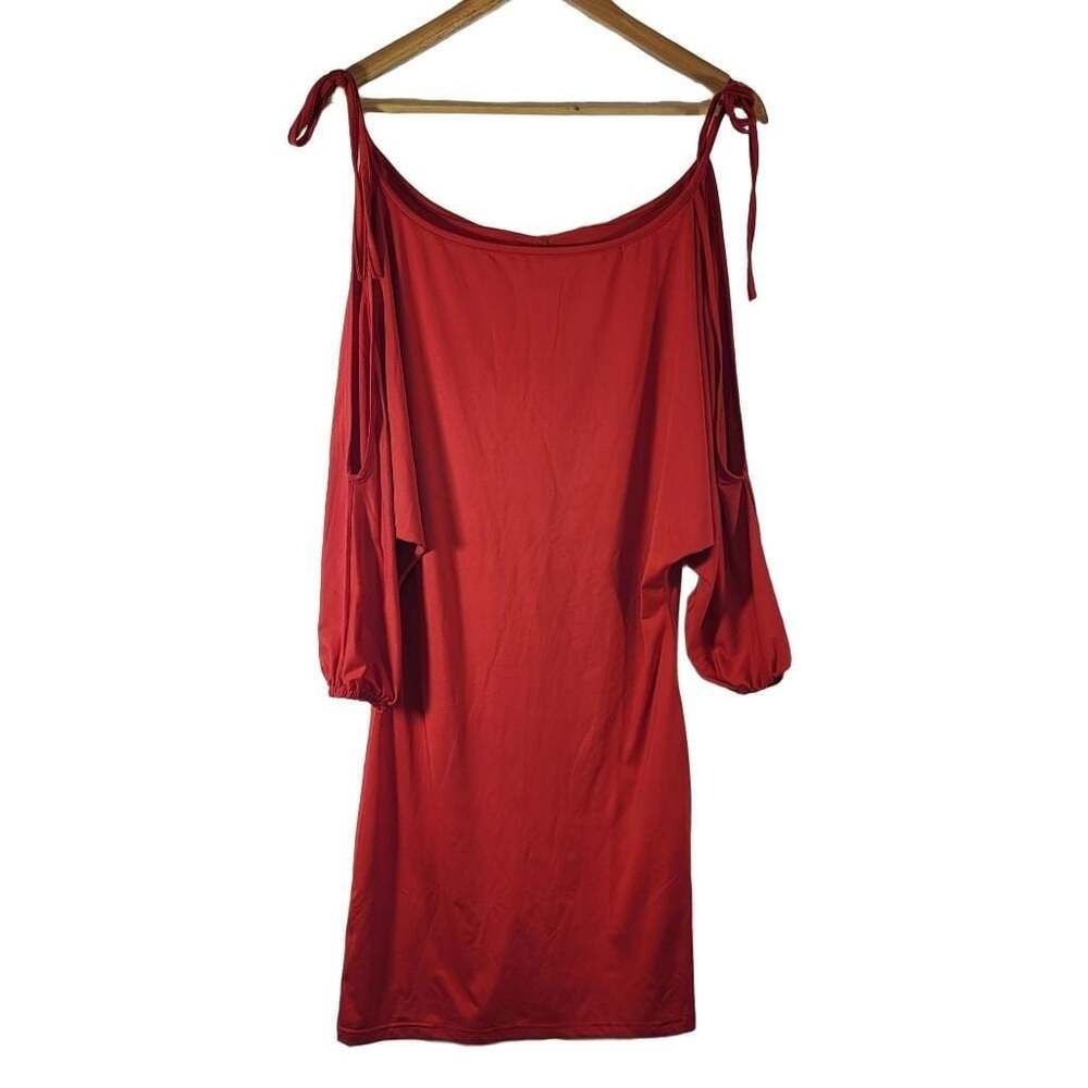 BKMGC Classic Fashion Red Off-Shoulder Tie-Strap Mini Dress